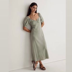 Madewell Sweetheart Puff-Sleeve Midi Dress